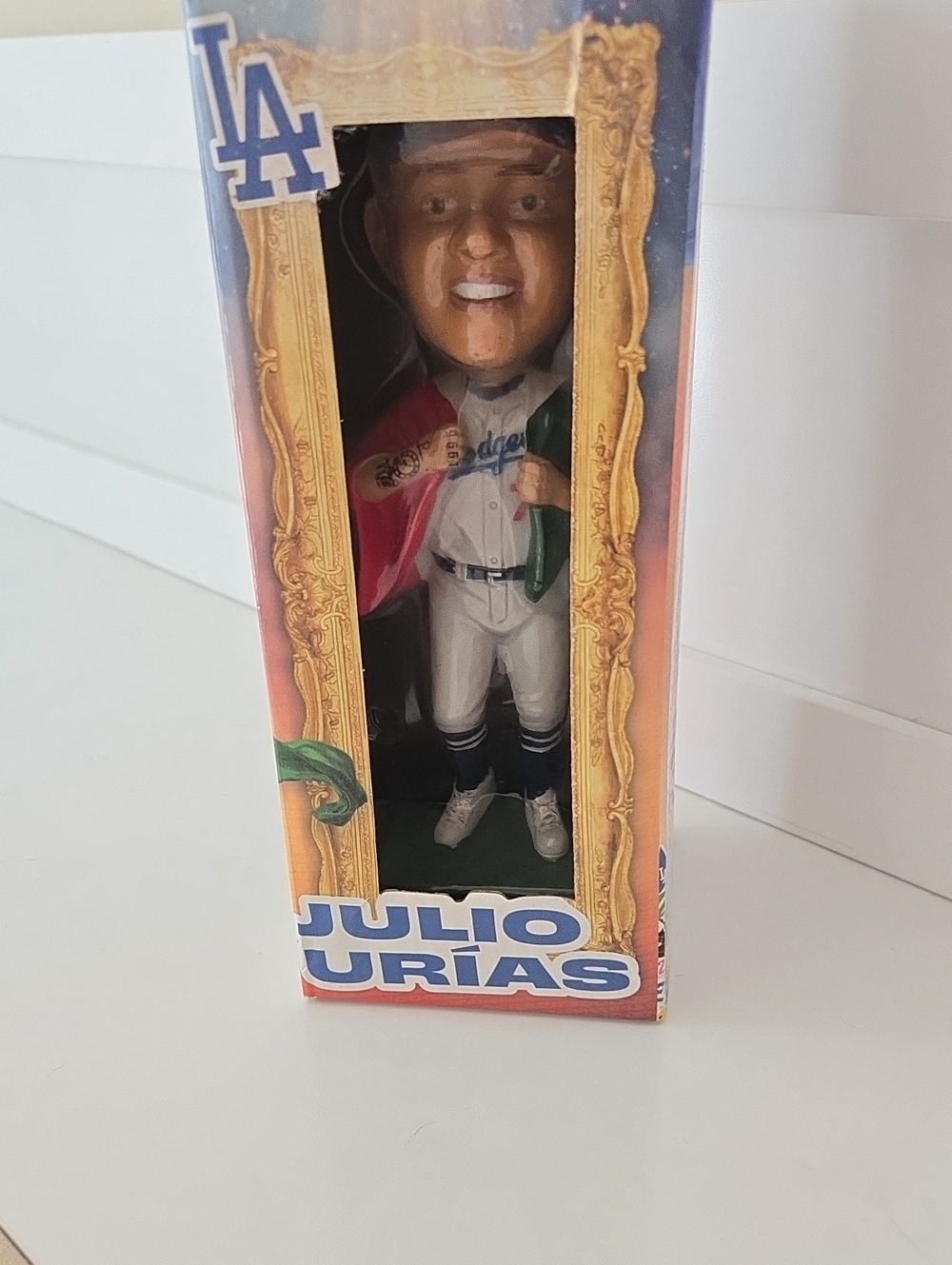 Julio Urías White & Blue Baseball Player Bobblehead Figure